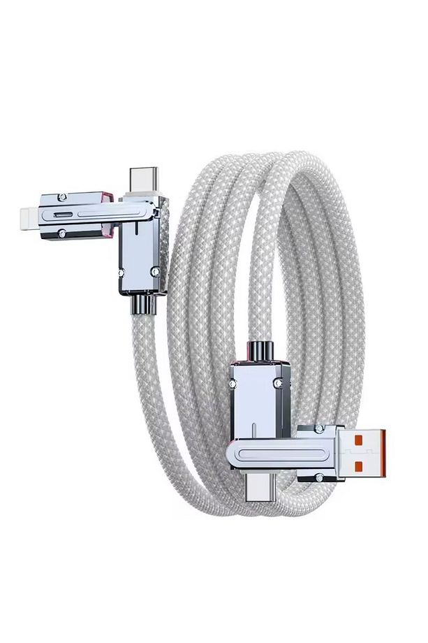 Usb ve Type-C Girişli Type-C ve Lighting Çıkışlı Kalın Dayanıklı 120 W ŞArj Kablosu - 1