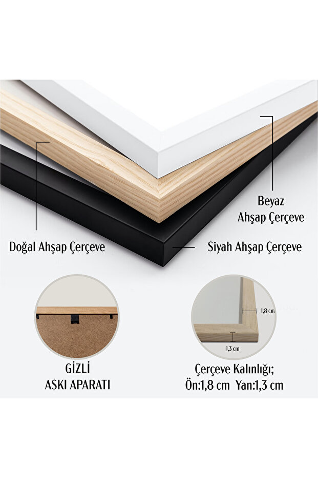 Tekli Ahşap Çerçeveli Tablo Tek Parça Poster Tablo TK/826 - 4