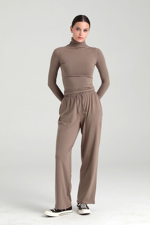 Ultra Soft Bağcıklı Pantolon Vizon - 2