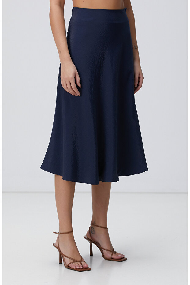 Lacivert Midi Etek - 3