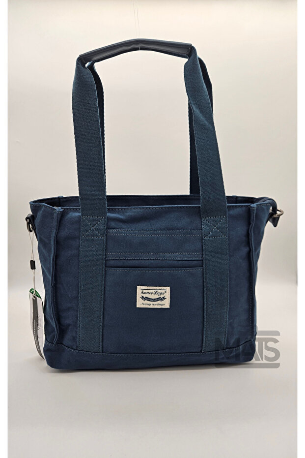 Smart Bags 1326 Linen Canvas Fabric Navy Blue Hand and Shoulder Bag