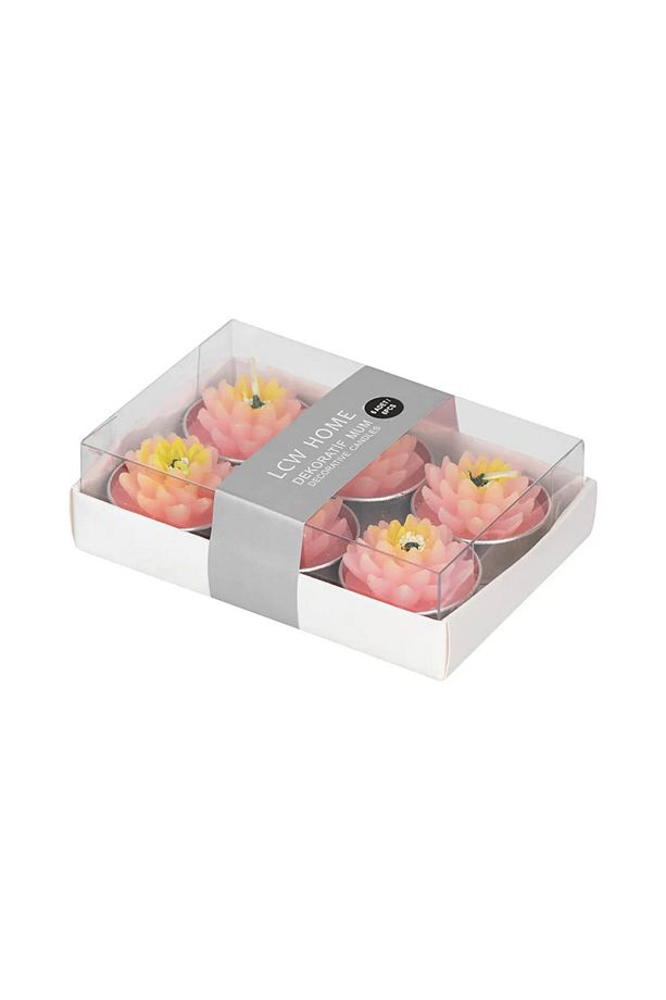 Pembe 6'lı Lotus Mum - 2