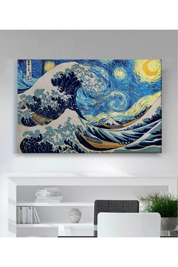 Great Wave and Starry Night Decorative Canvas Painting