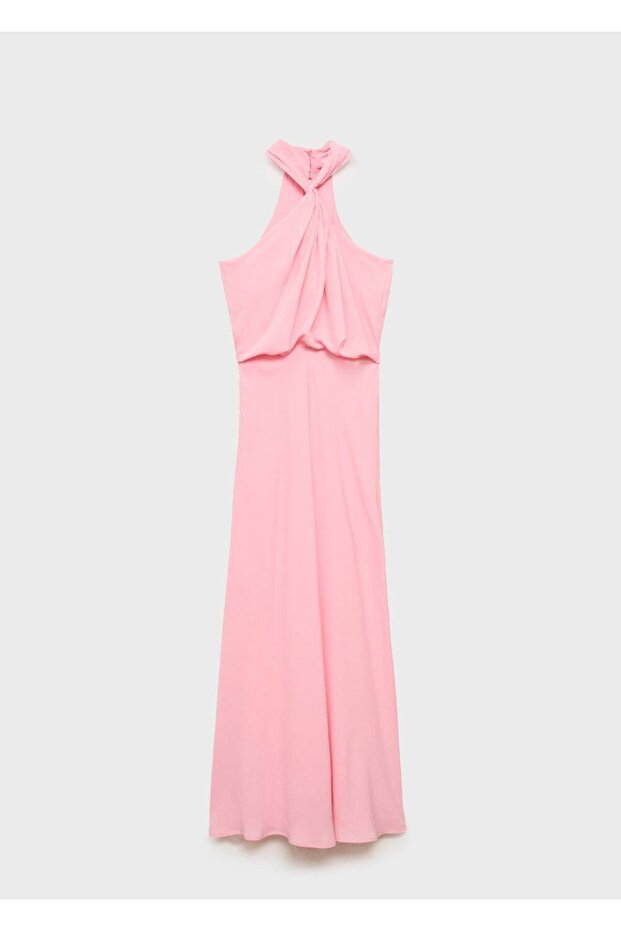 Sırt dekolteli halter yaka elbise - 3