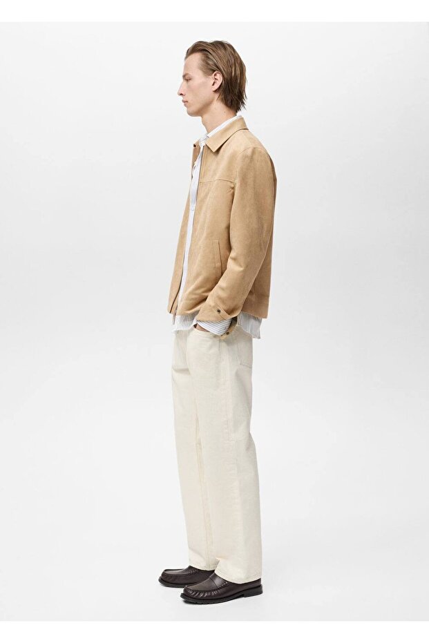 Fermuarlı süet görünümlü ceket - 6