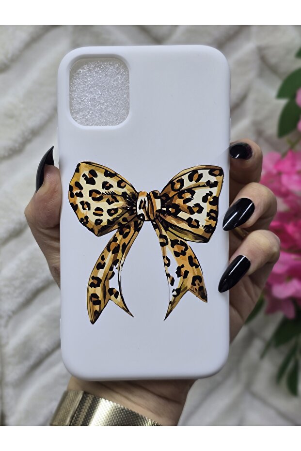 حافظة هاتف مخملية من الداخل بنمط فيونكة الفهد متوافقة مع آيفون 11 - 3