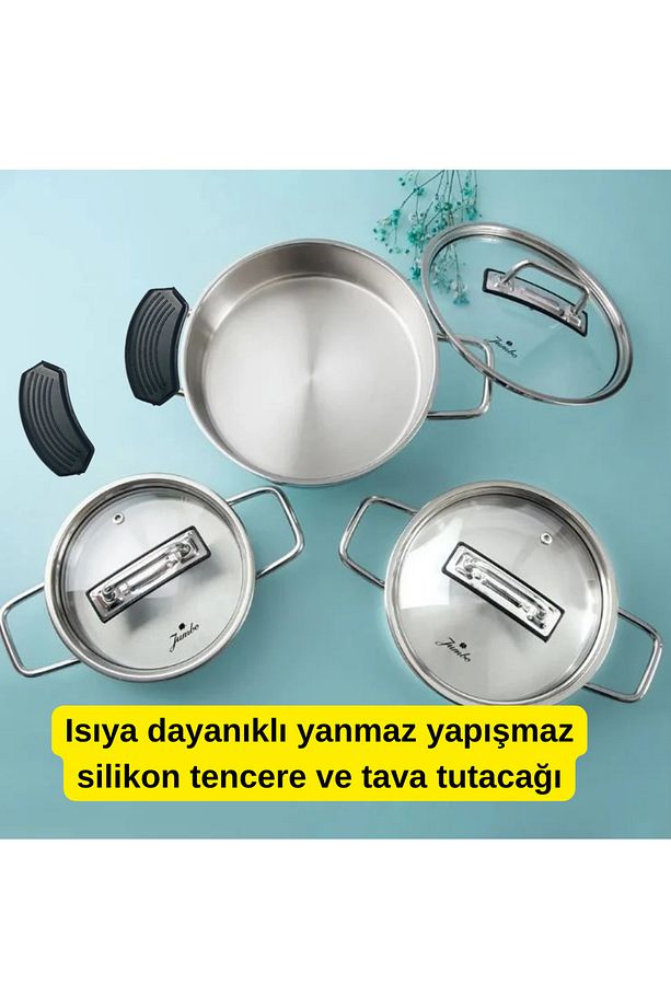 Silikon Tutacak Tutmaç Seti 1 Çift Siyah 1 Çift Kırmızı Yeni Tavalara Tencerelere Sahanlara Uyumlu - 4