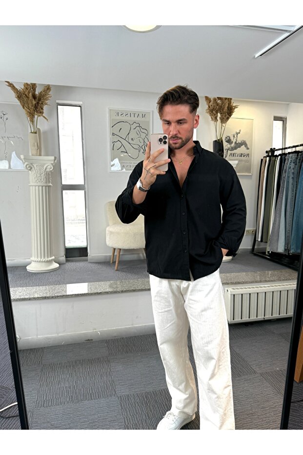 Giesto Oversize Fresh Keten Gömlek