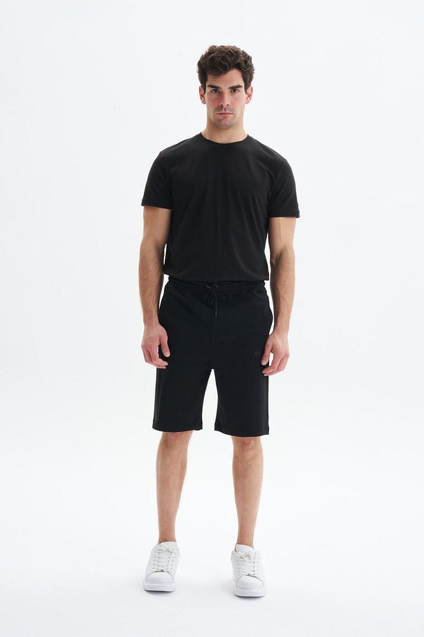 Erkek Siyah Regular Fit Basic Süprem % 100 Pamuk Cepli Şort Y29504279002 - 1