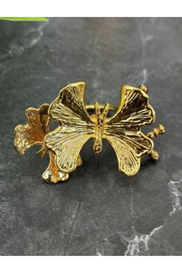 Butterfly napkin ring set, gold metal, made in Turkey
