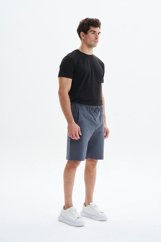 Erkek Gri Regular Fit Basic Süprem % 100 Pamuk Cepli Şort Y29504279002 - 4