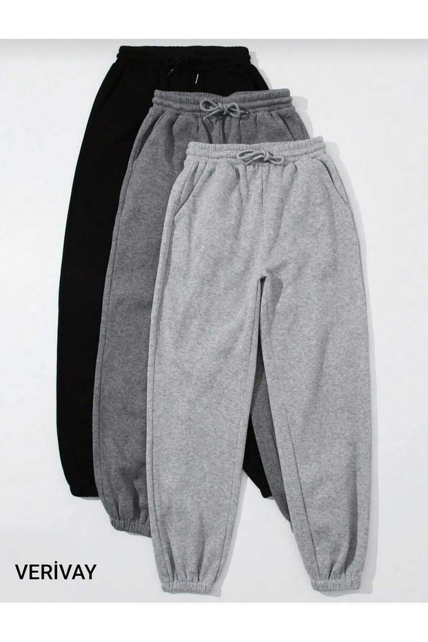 (3 Pieces) Sweatpants Set Rubber Cuff High Waist Sweatpants Sportwear Company
