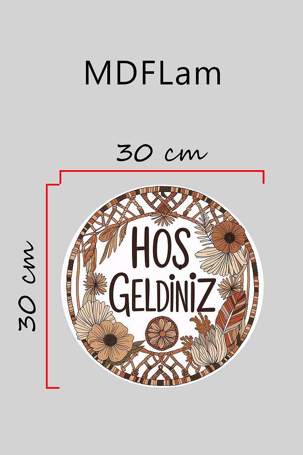 Modern Dijital Baskı Ahşap Kahverengi Bohem Kapı Süsü - 3