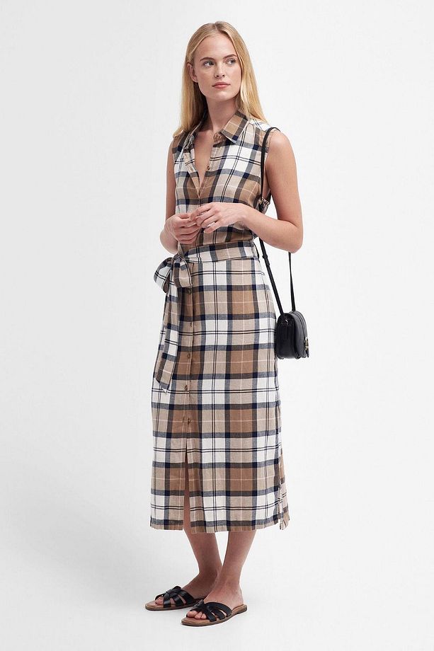 Caroline Tartan Midi Elbise Be54 Primrose Hessian Tartan - 3