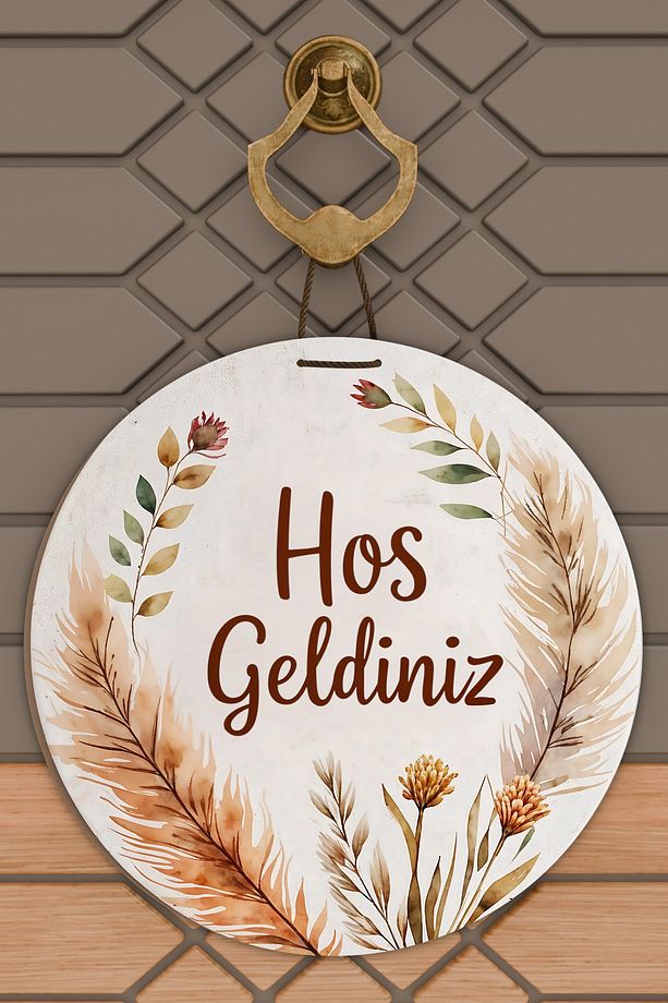 Modern Dijital Baskı Ahşap Renklii Doğal Bohem Kapı Süsü - 1