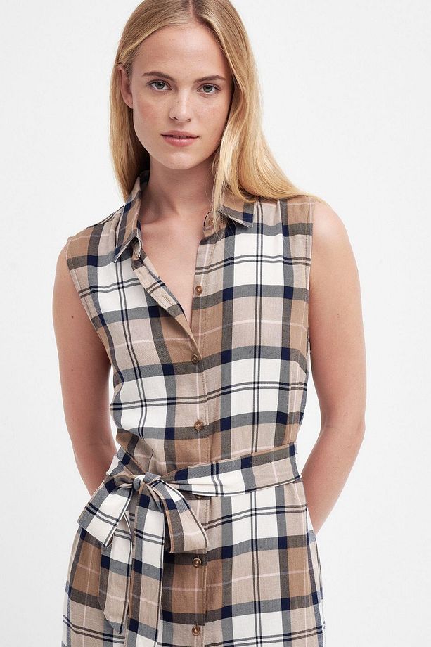 Caroline Tartan Midi Elbise Be54 Primrose Hessian Tartan - 5
