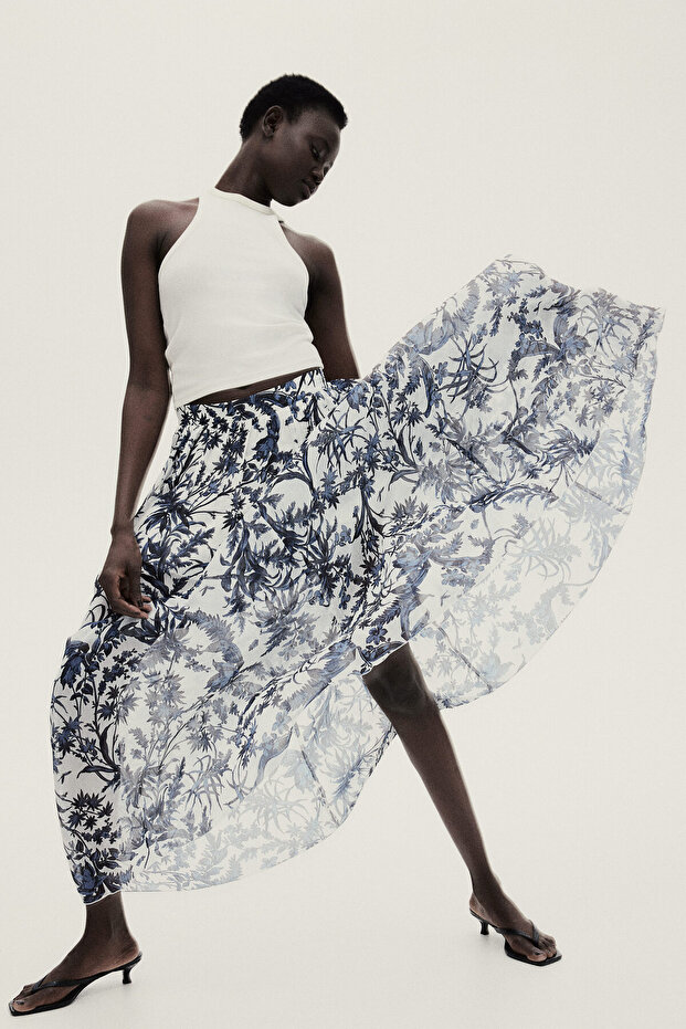 Şifon Maksi Etek - 1