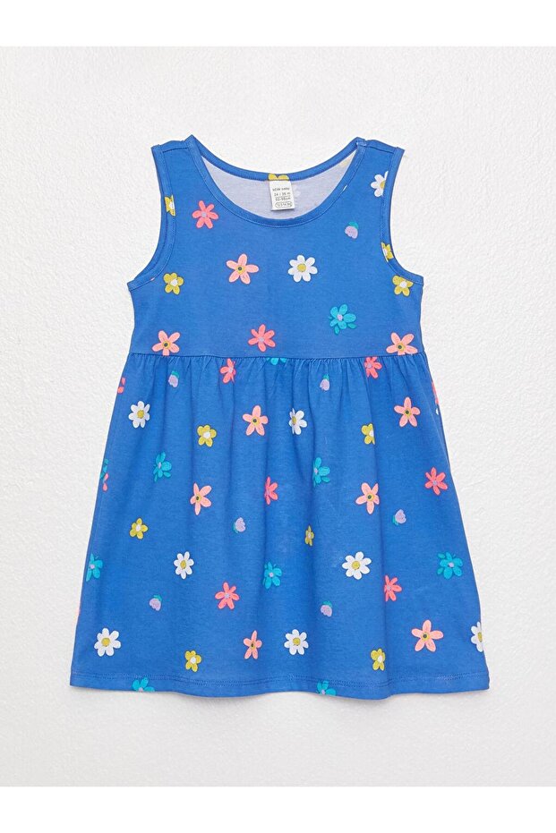 Crew Neck Patterned Baby Girl Dress