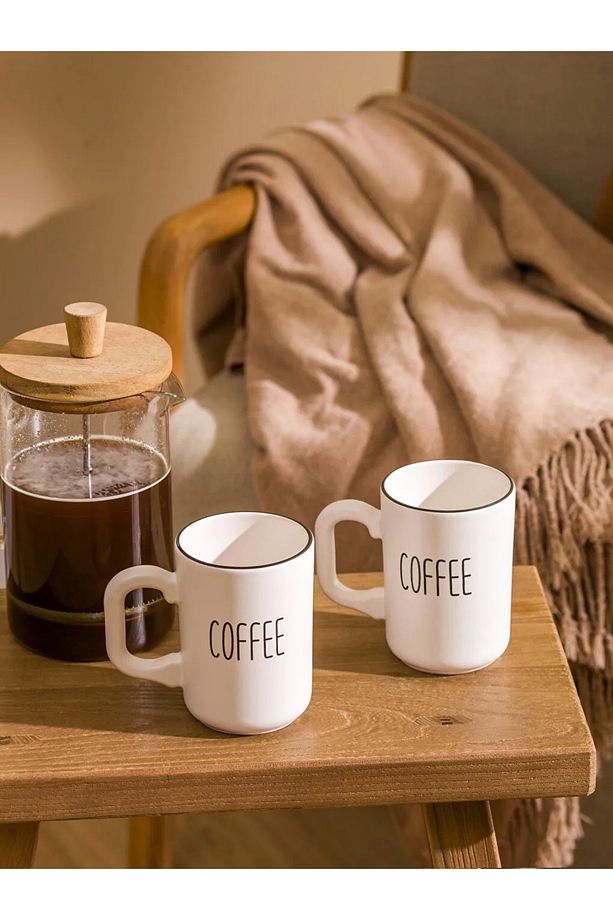 LCW HOME Siyah Baskılı Seramik Kupa 2'li 310 Ml - 1
