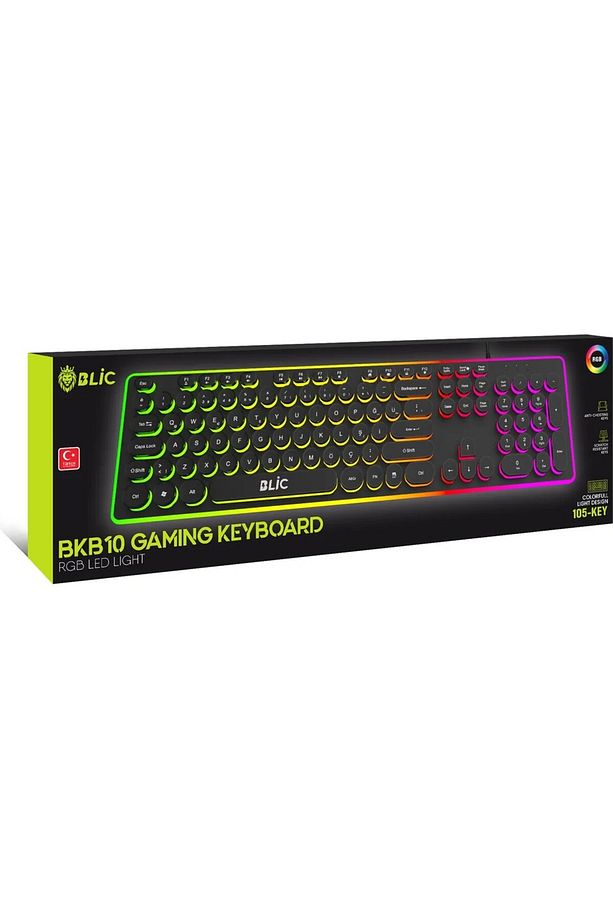 Daktilo Model Zarif Tasarım Gaming Klavye Reinbow Işıklı Daktilo Kablolu Q Klavye Bkb10 - 3