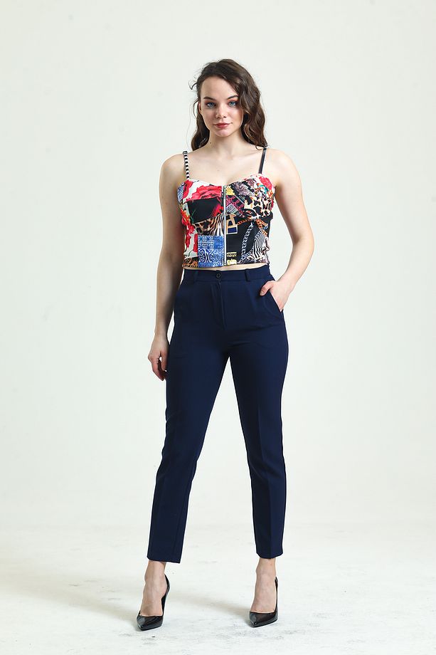 Pantolon - Bilekte Atlas Kumas Pantolon | Pnt19003 Lacıvert - 3