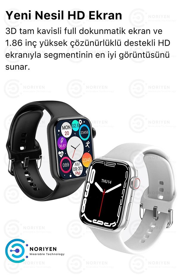 Türkçe Menülü Ios Android Uyumlu Spor Ve Sağlık Sensörlü Bluetooth Aramalı Siyah Akıllı Saat - 8