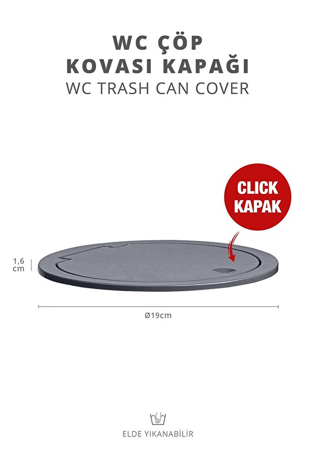 Anthracite Round Replacement Trash Can Lid