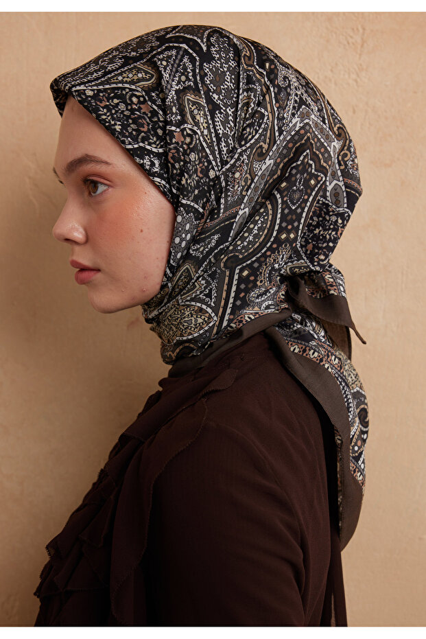 هيلين نمط مناديل النسيج البني - 4