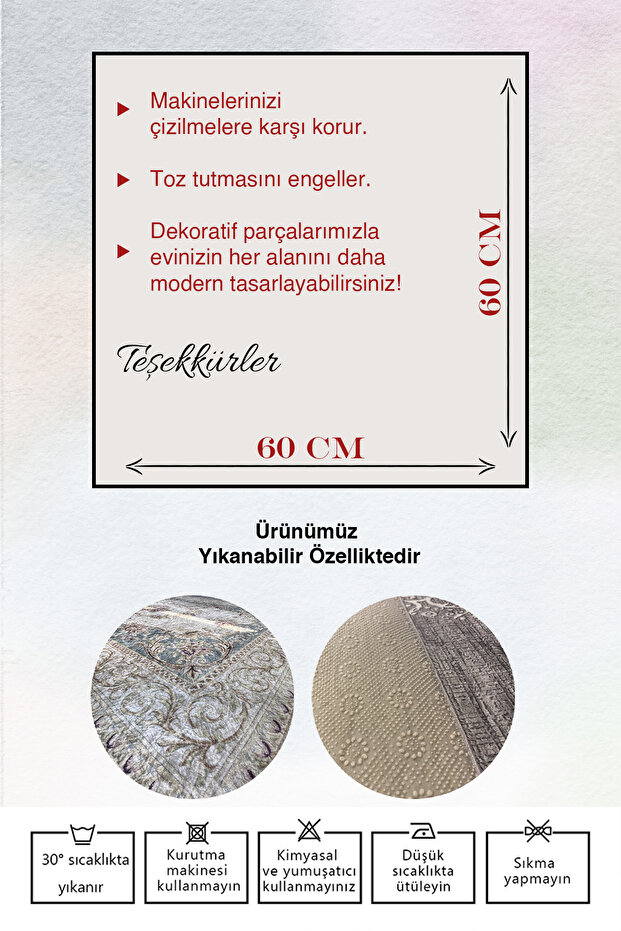Kaymaz Tabanlı Çamaşır Makinesi Örtüsü Modern Kullanışlı Yıkanabilir Mat ÇMŞ06 - 6