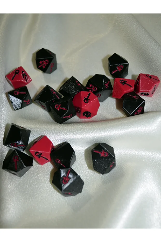Vampire: The Masquerade RPG 18 Adet Zar – 3D Baskı Vampir Zar Seti - 1