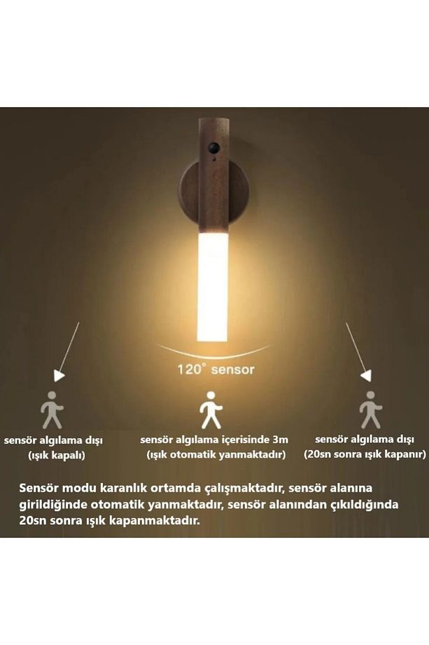 10 Adet Şarjlı Kablosuz Sensörlü Led Aplik Şarjlı Harekete Duyarlı Dokoratif Duvar Lambası - 4