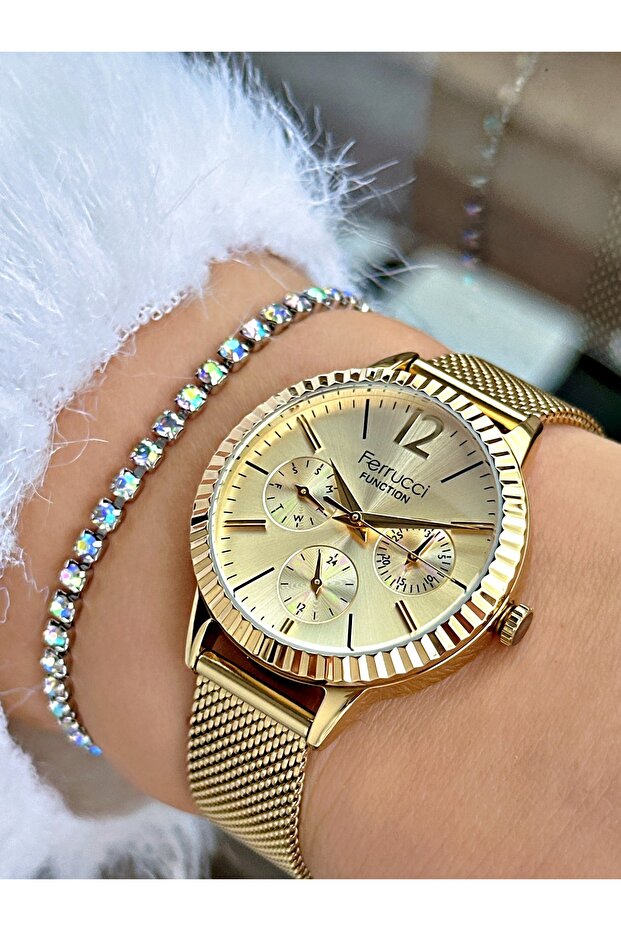 FERRUCCİ FUNCTION GOLD HASIR KADIN KOL SAATİ - 2