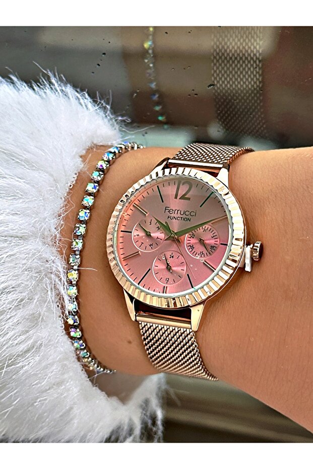 FERRUCCİ FUNCTION ROSE HASIR KADIN KOL SAATİ - 1
