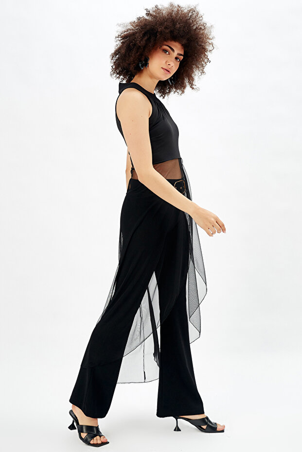 Şifon Dalgıc Bluz Abiye Bluz Siyah - 5