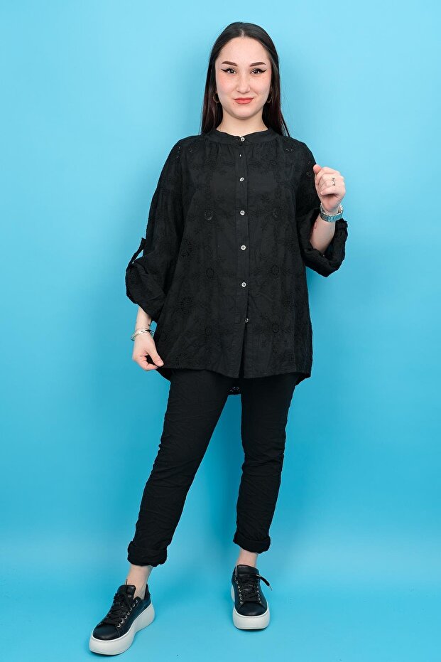 Likralı Düz Basic Pantolon Siyah Renk - 3