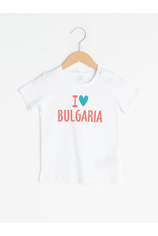 Crew Neck Short Sleeve Printed Cotton Baby Boy T-Shirt (S1)