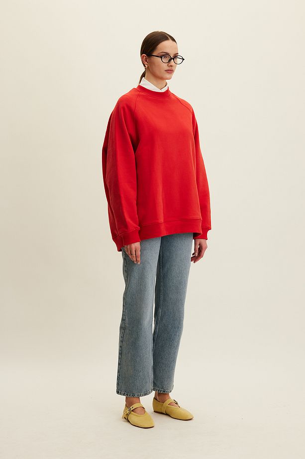Oversize Basic Sweatshirt Kirmizi - 3