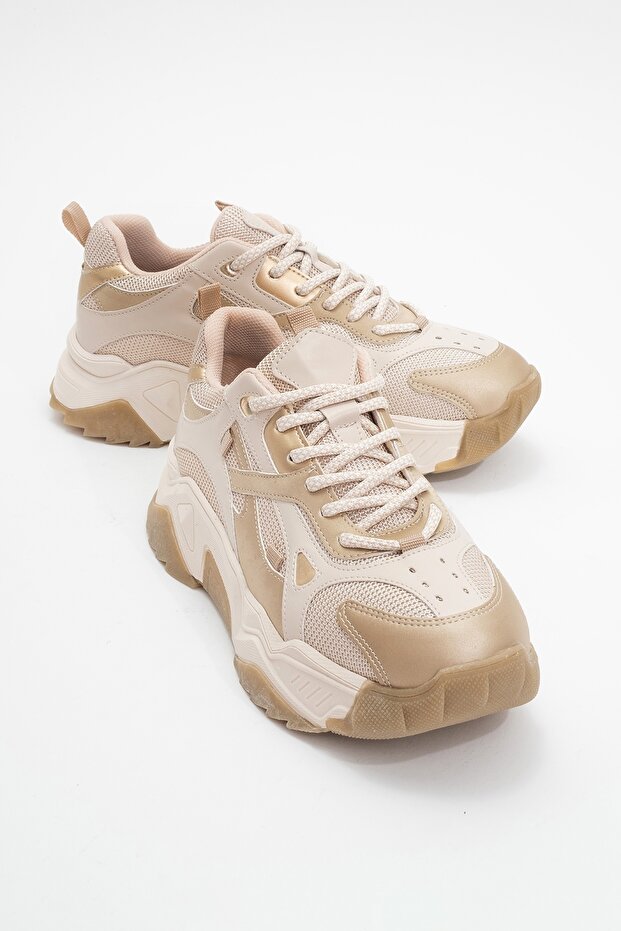 Lecce Beige Gold Women's Sneakers