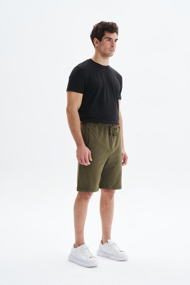 Erkek Haki Regular Fit Basic Süprem % 100 Pamuk Cepli Şort Y29504279002 - 4