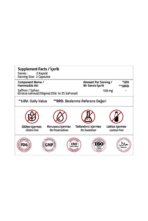 Saffron 100 Mg (%2 SAFRANAL) 60 Capsules - 3