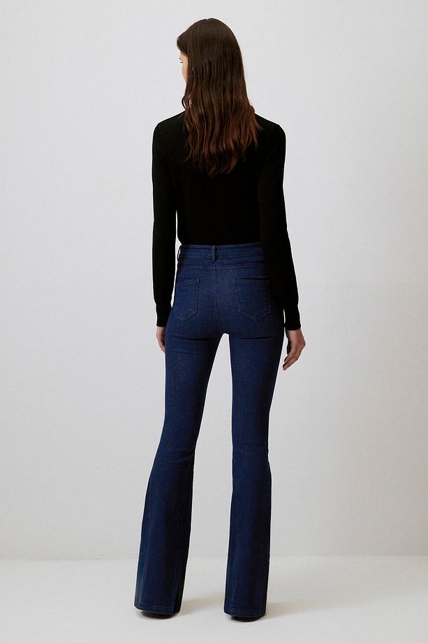 Ultra Likralı Ispanyol Paça Denim Pantolon - 5