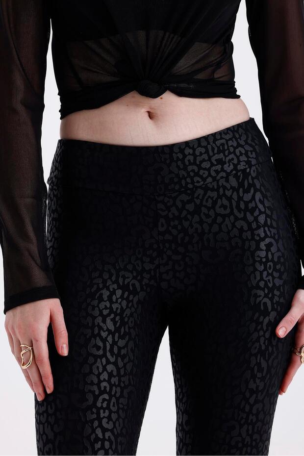 Devore Deri Tayt-SİYAH - 3