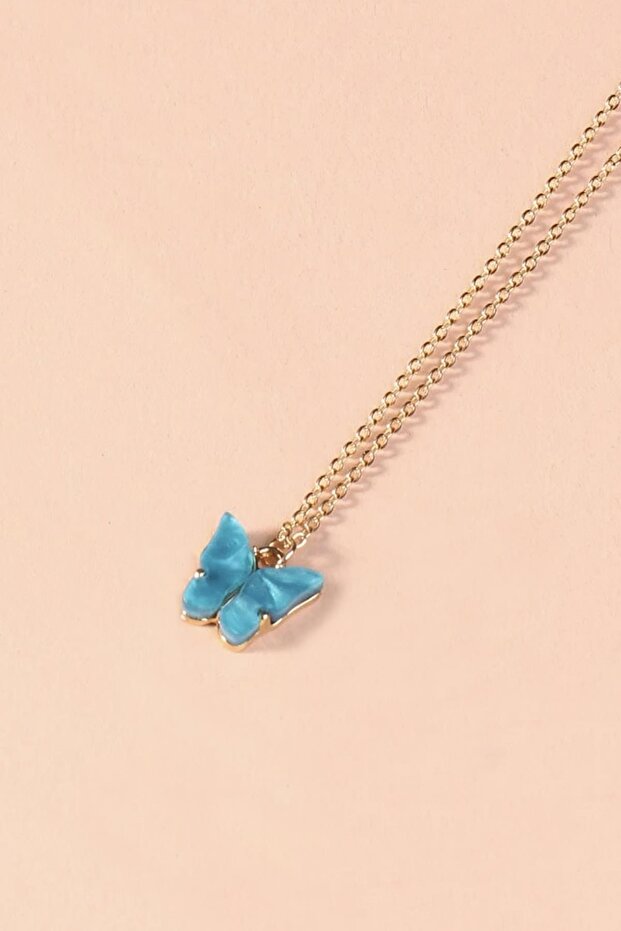 Butterfly Pendant Plain Chain Necklace