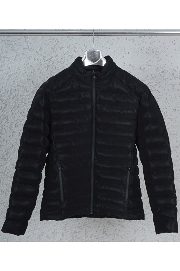 Erkek Karbon Siyah Dik Yaka Spor Mont - 1