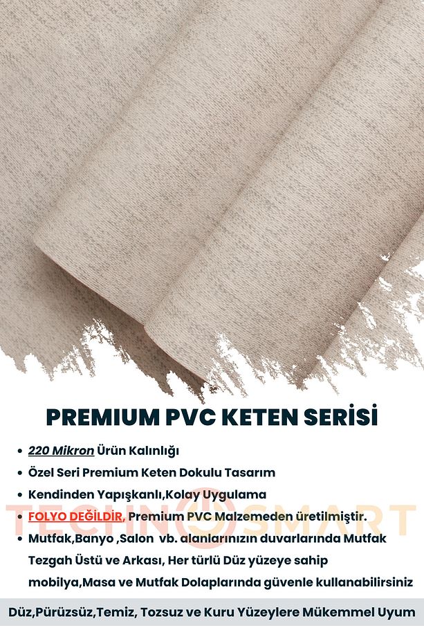 Kendinden Yapışkanlı Dokulu Keten Görünümlü Duvar Kağıdı Mutfak Dolap Kaplama - 4