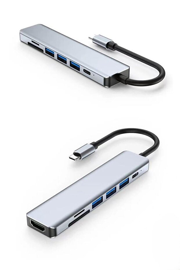 7 in 1 1x Type-c 3x USB 1x SD 1x TF 1x HDMI Çıkışlı USB C Hub Çoklayıcı Görüntü ve Veri Aktarıcı - 3