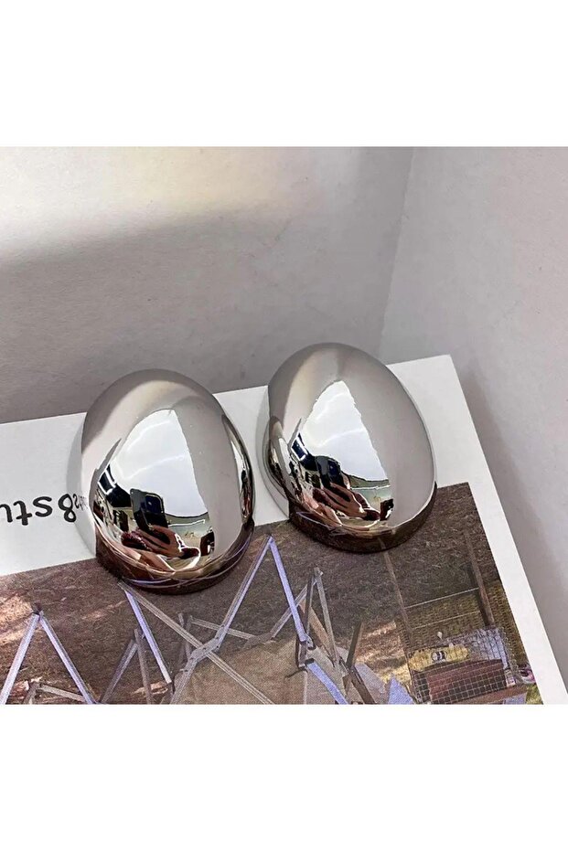 Çelik Düğme Küpe - 2