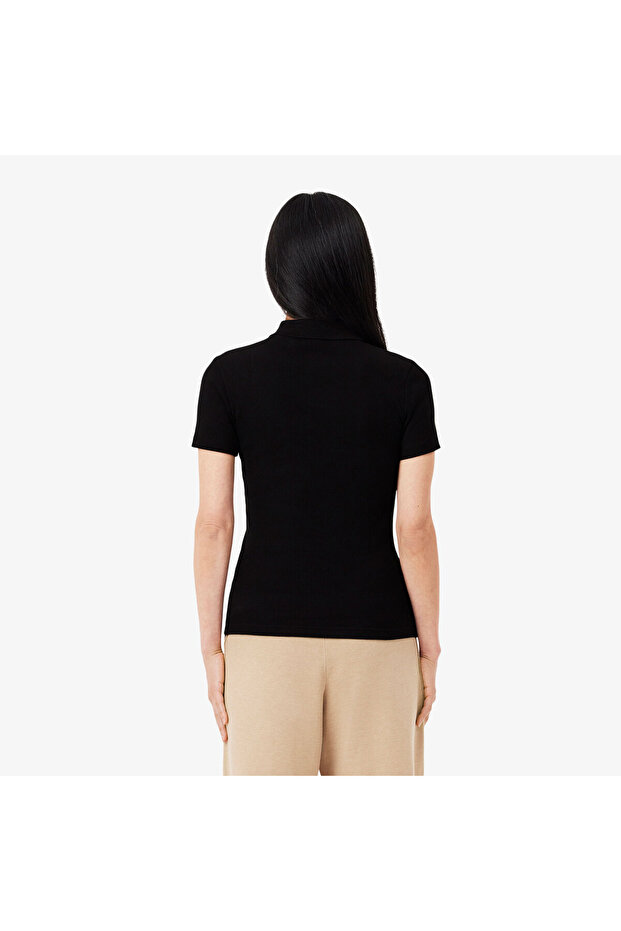 L.12.D Kadın Slim Fit Organik Pamuk Siyah Polo - 3