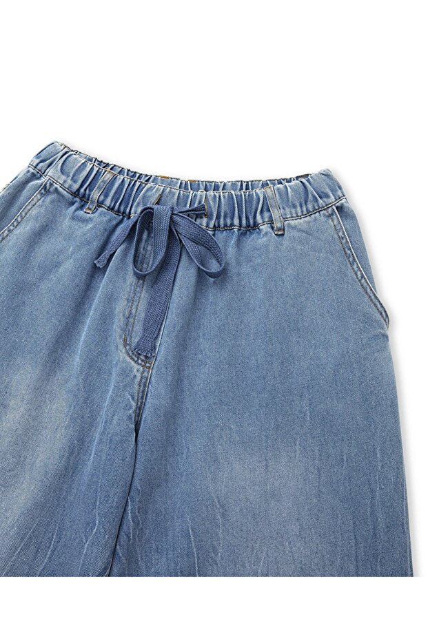 Elastik bel denim pantolon - 4