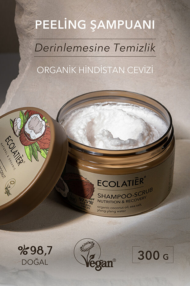 Peeling Shampoo Organic Coconut, 98.7% Natural Purifying Shampoo